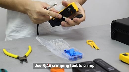Network Tool Kit, ZOERAX 11 in 1 Professional RJ45 Crimp Tool Kit - Pass Through Crimper, RJ45 Tester, 110/88 Punch Down Tool, Stripper, Cutter, Cat6 Pass Through Connectors and Boots