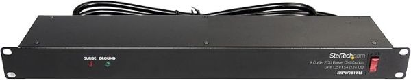StarTech 8-Outlet 1U PDU, 120V/15A, Surge, 6ft Cord, TAA (RKPW081915)