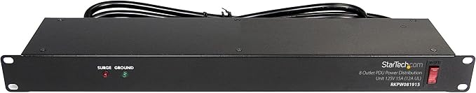 StarTech 8-Outlet 1U PDU, 120V/15A, Surge, 6ft Cord, TAA (RKPW081915)