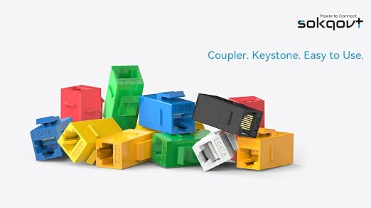 Sokqovt CAT6 RJ45 Keystone Coupler (24 Pack), Cat6 Keystone Jack Female to Female, Cat 6 Inline Keystone Jacks for Wall Plate & Patch Panel, RJ45 Ethernet Coupler White