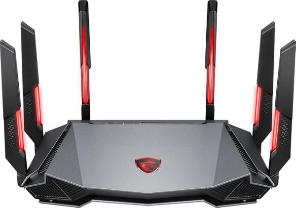MSI Radix AXE6600 WiFi 6E Tri-Band Gaming Router, AI QoS, RGB, 1.8GHz Quad-Core Processor, MU-MIMO, Tri Band Gigabit Wireless, 8-Stream, High Speed Long Range Gaming Router