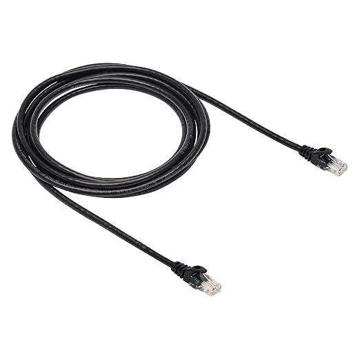 Amazon Basics RJ45 Cat 6 Ethernet Patch Cable, 10Gbps High-Speed, 250MHz, Snagless, Gold-Plated Connectors, 10 Foot, Black Temp
