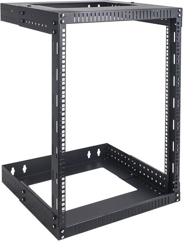 Sound Town 2-Post 15U Wall-Mount Open Frame Server and Network Equipment Rack with Adjustable Depth 12"-20" (ST2PWOR-A15U)