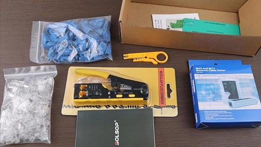Solsop Pass Through RJ45 Crimp Tool Kit All-in-One Ethernet Crimper