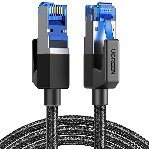 UGREEN Cat 8 Ethernet Cable 15FT, High Speed Braided 40Gbps 2000Mhz Network Cord Cat8 RJ45 Shielded Indoor Heavy Duty LAN Cables Compatible with Gaming PC PS5 PS4 PS3 Xbox Modem Router 15FT
