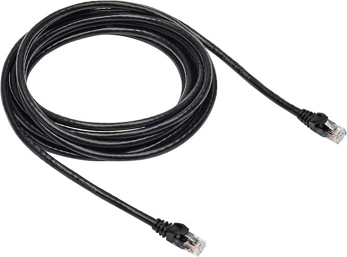 Amazon Basics RJ45 Cat 6 Ethernet Patch Internet Network Cable, 10Gbps High-Speed, 250MHz, Snagless, Gold-Plated Connectors, 15 Foot, Black