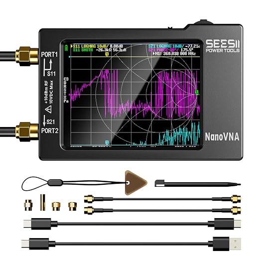 SEESII Nanovna-H Vector Network Analyzer,Upgraded HW3.7 9KHz-1.5GHz MF HF VHF UHF Antenna Analyzer, Measuring S Parameters, Voltage Standing Wave Ratio,Phase,Delay,Smith Chart,Support Data Storage