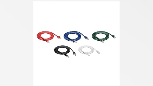 Amazon Basics 10Gbps High-Speed Cat6 Ethernet Patch Internet Cable, RJ45, Gold-Plated Connectors, Snagless, 5 Foot, 5-Pack Multicolor