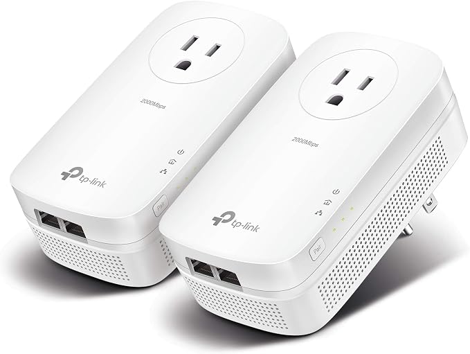 TP-Link AV2000 Powerline Ethernet Adapter, Passthrough, 2 Gigabit Ports