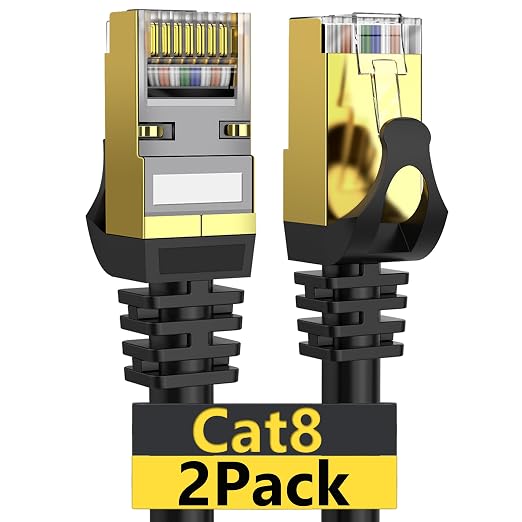 Dacrown Cat 8 Ethernet Cable 6FT 2Pack, 40Gbps 2000MHz High-Speed Cord