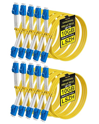 LC to LC Fiber Patch Cable, OS2 Single Mode, 0.5M, 10 Pack