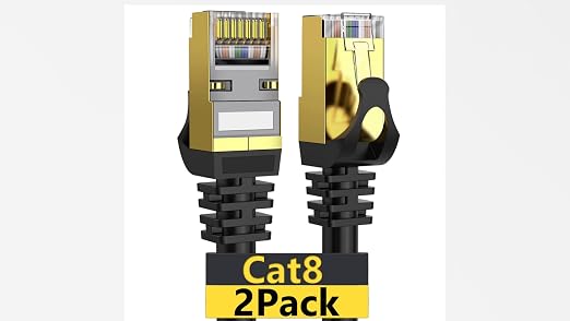 Dacrown Cat 8 Ethernet Cable 6FT 2Pack, 40Gbps 2000MHz High-Speed Cord