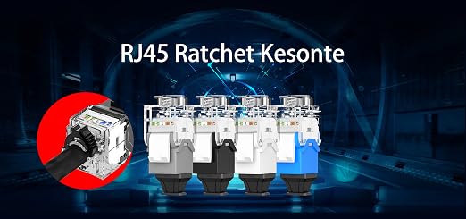 CAT6A UTP RJ45 Keystone Jack 50u Gold Plating Reusable Ethernet Wall Jack with Adjustable Ratchet Lock (No Tool and Zip Tie Required) - Black (12-Pack)