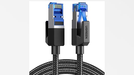 UGREEN Cat 8 Ethernet Cable 1.5FT, High Speed Braided 40Gbps 2000Mhz Network Cord Cat8 RJ45 Shielded Indoor Heavy Duty LAN Cables Compatible with Gaming PC PS5 PS4 PS3 Xbox Modem Router 1.5FT